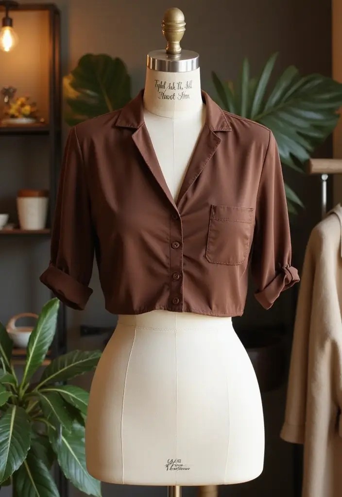 14 Trendy Chocolate Brown Summer Tops You Need to Own This Season (You’ll Love #7!) - 3. Cropped Chocolate Brown Blouse