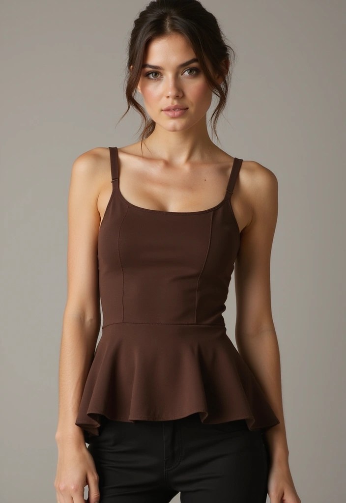 14 Trendy Chocolate Brown Summer Tops You Need to Own This Season (You’ll Love #7!) - 5. Chocolate Brown Peplum Top