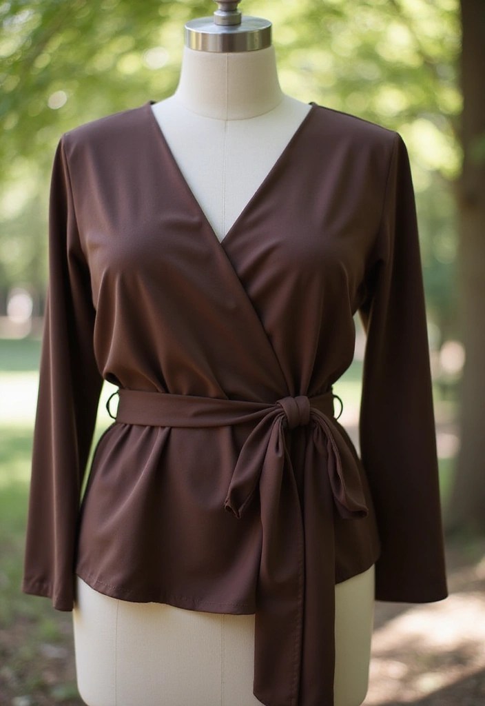 14 Trendy Chocolate Brown Summer Tops You Need to Own This Season (You’ll Love #7!) - 6. Chocolate Brown Wrap Top