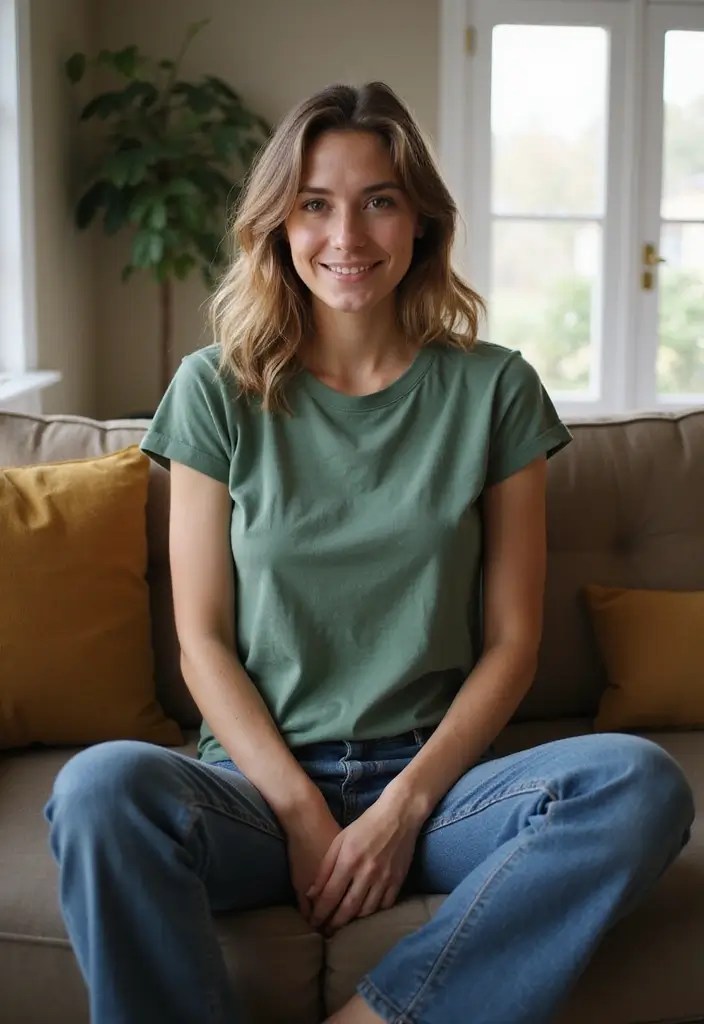 17 Dill Green Fashion Finds That Will Brighten Your Day (You Can't Miss #4!) - 3. Casual Dill Green T-Shirt