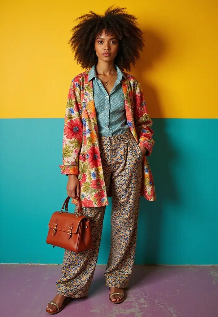 19 Pattern Mixing Tricks That’ll Make You the Maximalist Style Icon of Your Friends! - 6. Color Block with Checks and Bright Prints