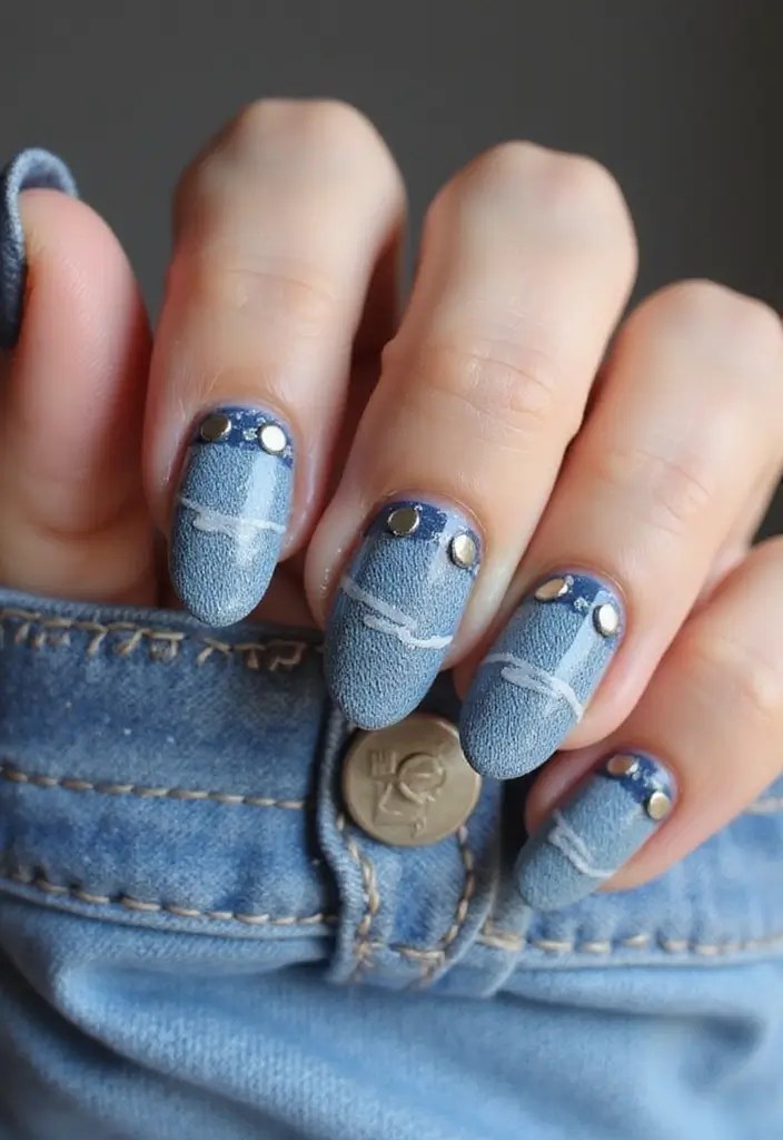 25 Stunning Nail Designs That'll Elevate Your Style Game (You Won't Believe #12!) - 14. Denim Delight