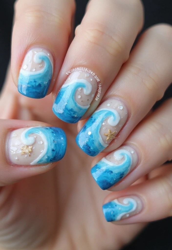 25 Stunning Nail Designs That'll Elevate Your Style Game (You Won't Believe #12!) - 3. Ocean Waves