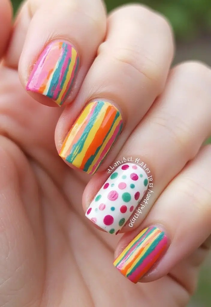 DIY Guide: How to Make Your Own Summer Polka-Dot Nails - Mixing Patterns: Stripes and Dots